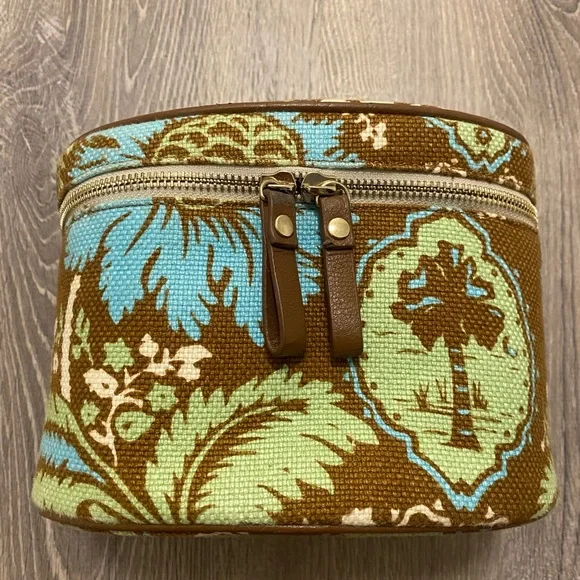 Spartina Daufuskie Island Brown Green Blue Zip Cosmetic Makeup Bag - Picture 6 of 15